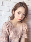アンブレラカラー/こなれミディ/ウェーブパーマ/前髪/錦糸町