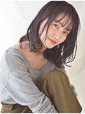 黒髪シースルーバング×外ハネミディアム/心斎橋&難波&なんば