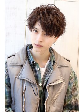 ネイビー(NAVY) 無造作コンマバング センターパートスパイラルパーマ 雰囲気◎