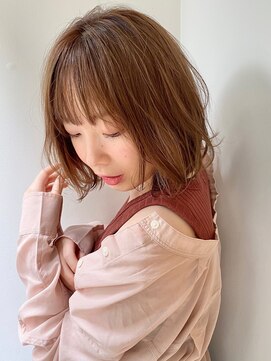 リノ 吉祥寺(Lino kichijoji) ワンレンボブ×明るめマロンベージュで柔らかく