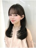 小顔レイヤー 前髪顔周り髪質改善縮毛