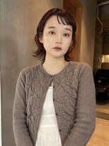 オン眉/レイヤーボブ/暖色ブラウン/顔まわりカット/ブリーチなし