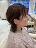 大人可愛い30代40代50代小顔ウルフレイヤーボブ丸みショートボブ