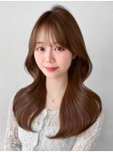 エアリーカールアプリコットオレンジモテ髪前髪ワンカール