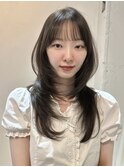 韓国風/レイヤー/前髪カット/オリーブ/透明感/ハッシュカット