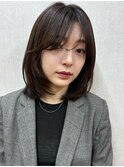ボブ ロブ 顔まわりレイヤー ナチュラルブラウン レイヤー