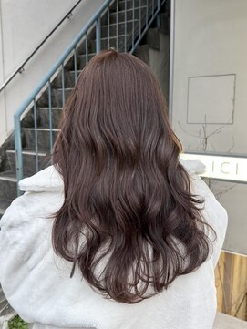 ヘアー アイス 御器所本店(HAIR ICI) ブリーチなしピンクブラウンレイヤーカット冬カラー春カラー