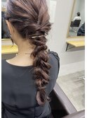 ルーズアレンジ編み込み編みおろしパーティーヘアセット