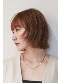 外はねくびれボブオレンジブラウンオレンジベージュ【自由が丘】