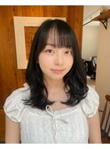 大人かわいい艶髪カラー顔まわりレイヤー小顔シースルーバング