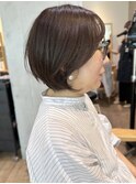 say.黒髪ボブルフネビージュ小顔ワンレンショート透明感カラー