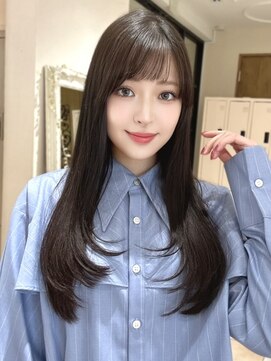 エインアンリー 明治神宮前(AIN.ANLY.) ワインレッドブラウンアッシュくびれロングレイヤーカッ