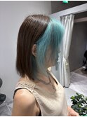 ターコイズブルーフェイスフレーミング水色カラー成増