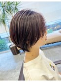 地毛ハイライト/上品ピンクカラー/極細ハイライト/恵比寿