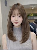 美髪レイヤーカット/くびれ巻き髪/ベージュカラー