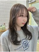 オリーブベージュ レイヤーロング レイヤーカット