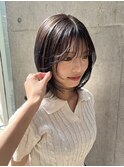 韓国ヘアーハッシュカットレイヤーカットグレージュブリーチ無し