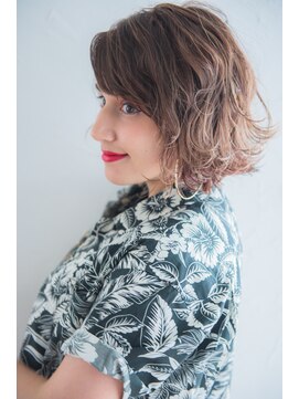 ミエル ヘア 新宿(miel hair) 無造作ボブ☆くせ毛風ふわミディアレンジ♪【mielhair新宿】♪
