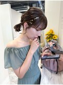 結婚式ヘアセット！金箔ミディアムアレンジ！！今泉美容室