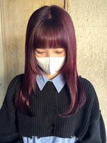 ガーデンヨコハマ(GARDEN YOKOHAMA) 姫カットワイドバングロングカシスカラーブリーチなしイメチェン
