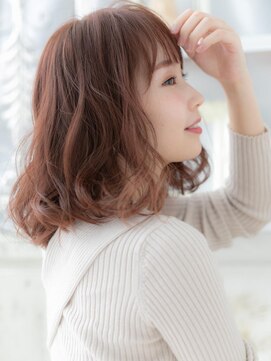 モッズヘア 越谷(mod's hair) ピンクベージュくせ毛風ゆるふわミディTb9越谷20代30代40代