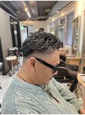 極道パーマ　ホワイトメッシュ　フェードパーマ　ラルフカール