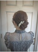 シニヨンアレンジ/パールヘア/大人まとめ髪/上品アレンジ/結婚式