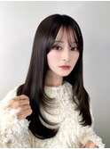 髪質改善トリートメントで叶う美髪ストレート　艶髪　前髪