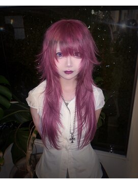 キイ 原宿 表参道(K.e.y) ピンクカラー/シャギーカット/ロングウルフ