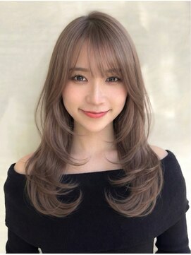 オーロ(ORO) イメチェン小顔韓国風レイヤー×透け感ピンクベージュ