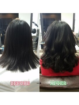 ルーミールーム(RoomieRoom) 髪質改善/ミディアム/くせ毛風パーマ/夏カラー暗髪/ツヤ髪/30代