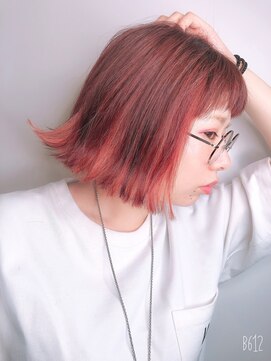 シーデン(C-den) 人気！外はねボブ×トレンドオレンジ×インナーカラー×イルミナ