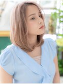 ★外国人風大人ハイライトかきあげミディアム10代20代30代★10
