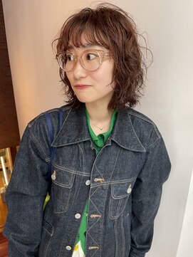 フェンヘアーアイス 中目黒(Fen.hair ici) 30代40代ミディアムウルフ前髪パーマ暖色系カラー