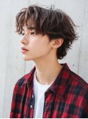 韓国マッシュ スペインカール スパイキーショートブルーブラック