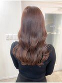 くびれヘアアプリコットオレンジ夏ヘアハイライトカラー