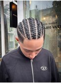 2159黒髪スキンフェードタイトロープマンバンヘアツーブロック