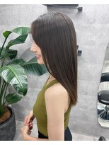 ノス 表参道(NOOS)&nbsp;髪質改善/グレージュカラー/シルキーベージュ斜めバングNOOS根本