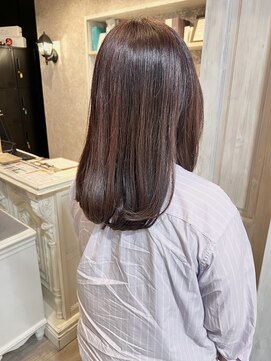 キャアリー(Caary) 福山美容室caary切りっぱなし内巻きミディ髪質改善レイヤー40代