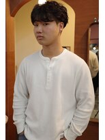 エディ(Edy)&nbsp;メンズマッシュニュアンスパーマ刈り上げ韓国ヘア眉毛カット岡山