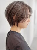 say.ショートボブ耳掛けショートローズブラウンイメチェン