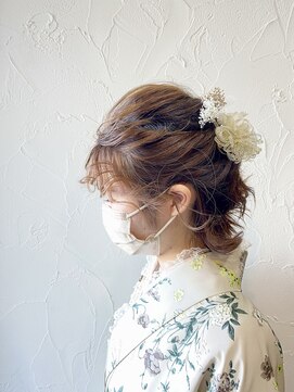 ロゴス 湖北本店(LOGOS) 着物ヘア/ダークアッシュ/ミディアムレイヤーカット/我孫子