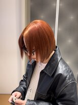 ロンドシェリ 仙台(Lond Cheri) オレンジブラウン 切りっぱなしボブ ダブルカラー 髪質改善
