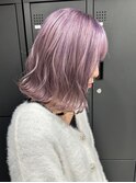 7182ラベンダーパープルハイトーンカラー波巻きレイヤーロング