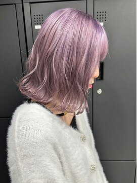 ベレーザ 渋谷(BELEZA) 7182ラベンダーパープルハイトーンカラー波巻きレイヤーロング