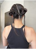結婚式参列ヘアセット二次会セットタイトアレンジ個性/今枝