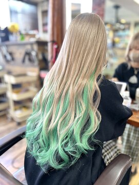 イエローコーン 横浜店(YELLOW CORN) ライムグラデーション【ダブルカラー/シールエクステ】