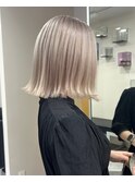 5324艶髪ホワイトブロンド切りっぱなしボブ韓国マロンベージュ