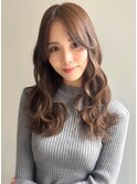 マロンベージュ×韓国ウェーブヘア