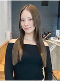 美髪おくれ毛韓国前髪カットヘアロング_ba551022